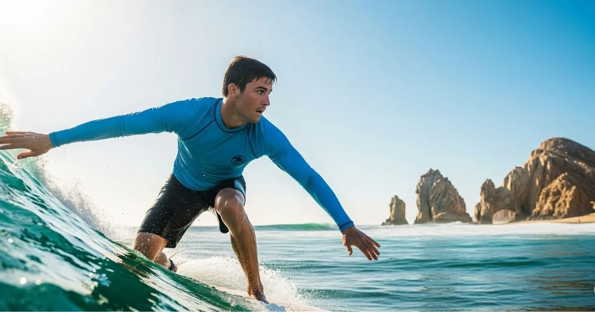 Surfing rash guards in Cabo San Lucas