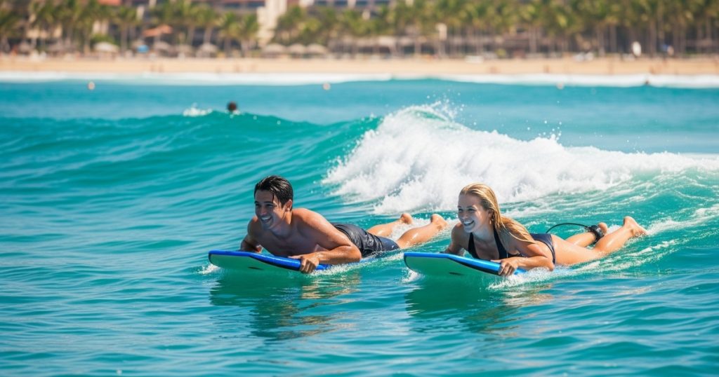 Boogie boarding in Cabo
