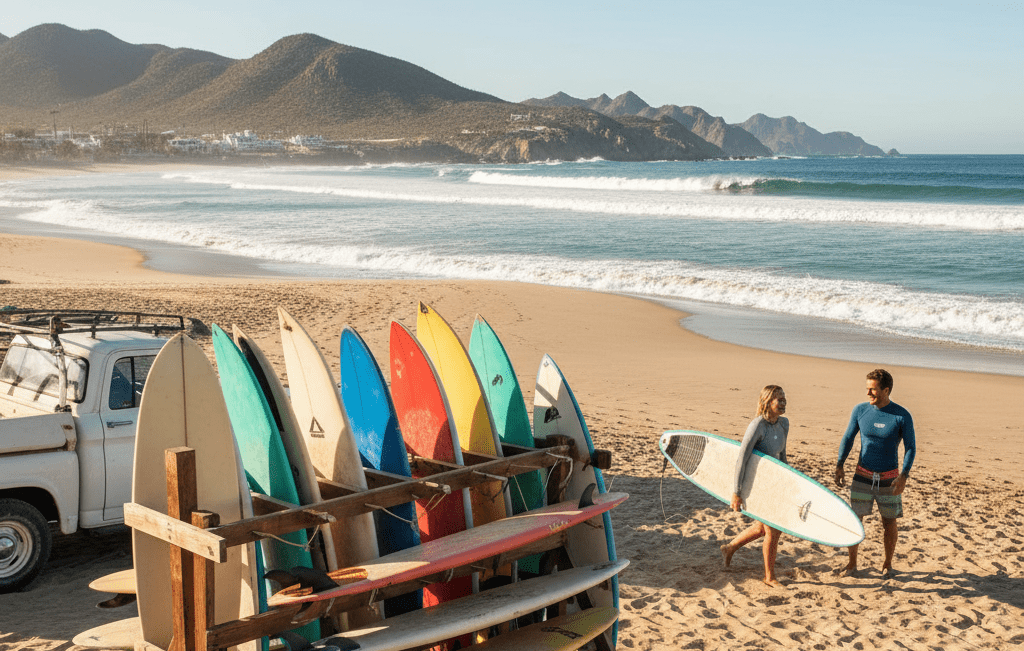 renting a surfboard in Cabo