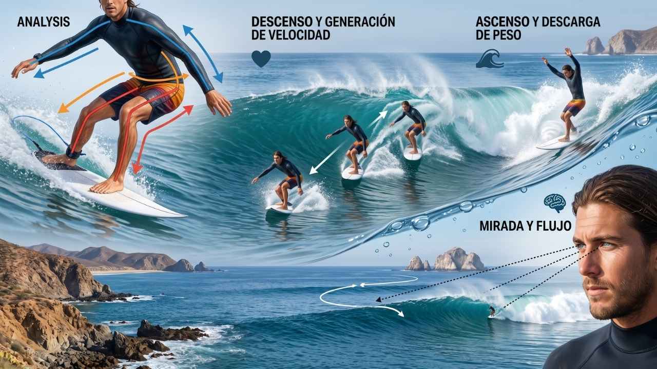 tecnica para ganar velocidad en la pared de la ola