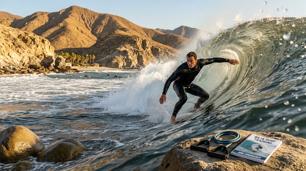 training to surf in Baja