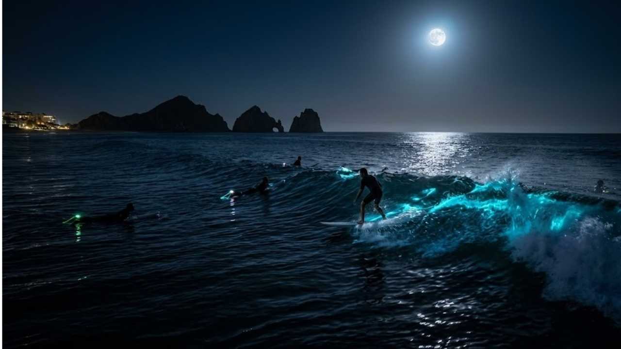 night surfing in Cabo San Lucas ok